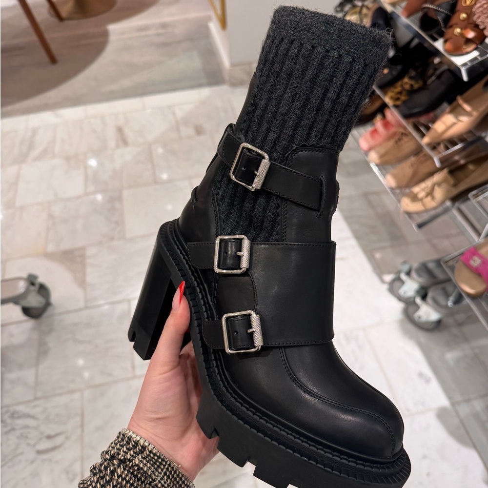 Christian Louboutin Black Triple Buckle Ankle Boots